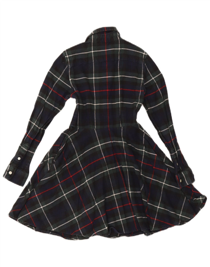 POLO RALPH LAUREN Vestido camisa de manga comprida para meninas de 6 a 7 anos xadrez azul marinho