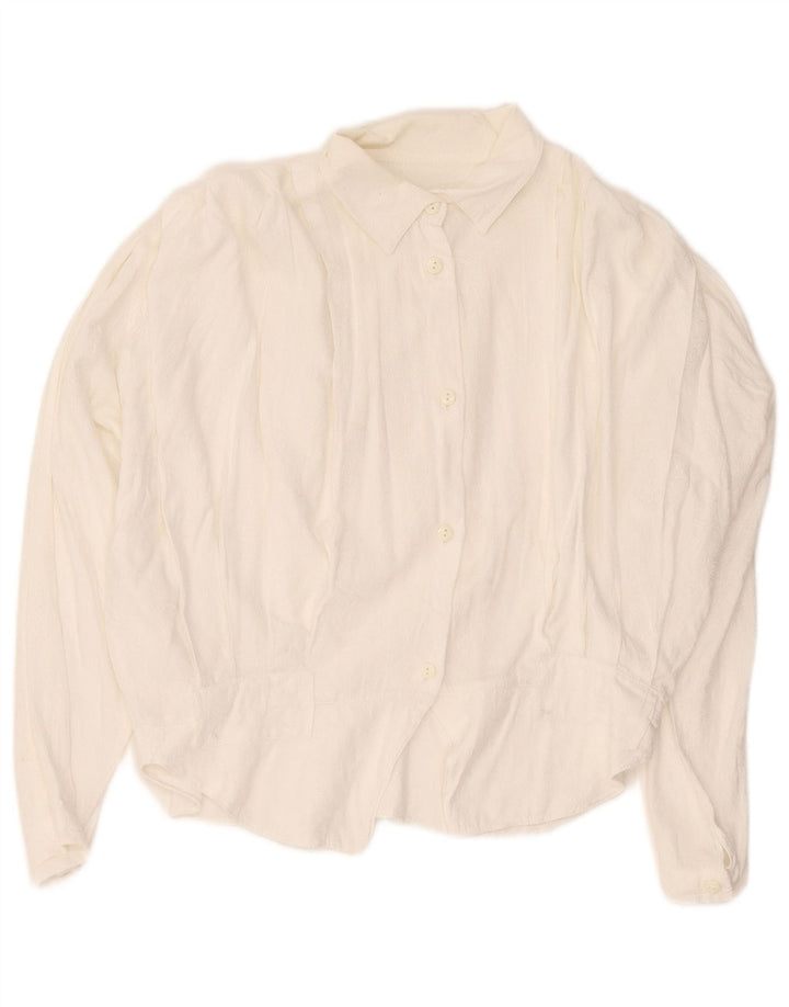 Blusa feminina vintage UK 16 grande algodão branco