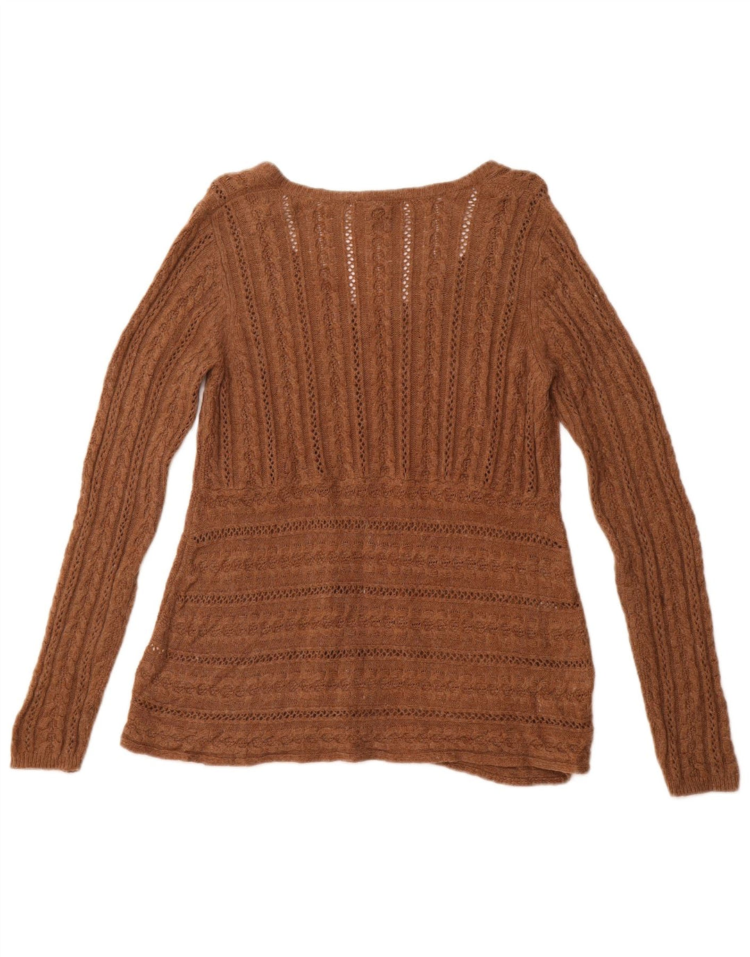 Suéter cardigã feminino WHITE STUFF Reino Unido 16 grande viscose marrom