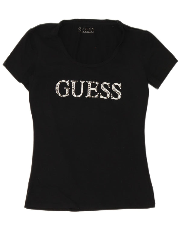 Camiseta feminina Guess com estampa gráfica UK 10 pequena preta