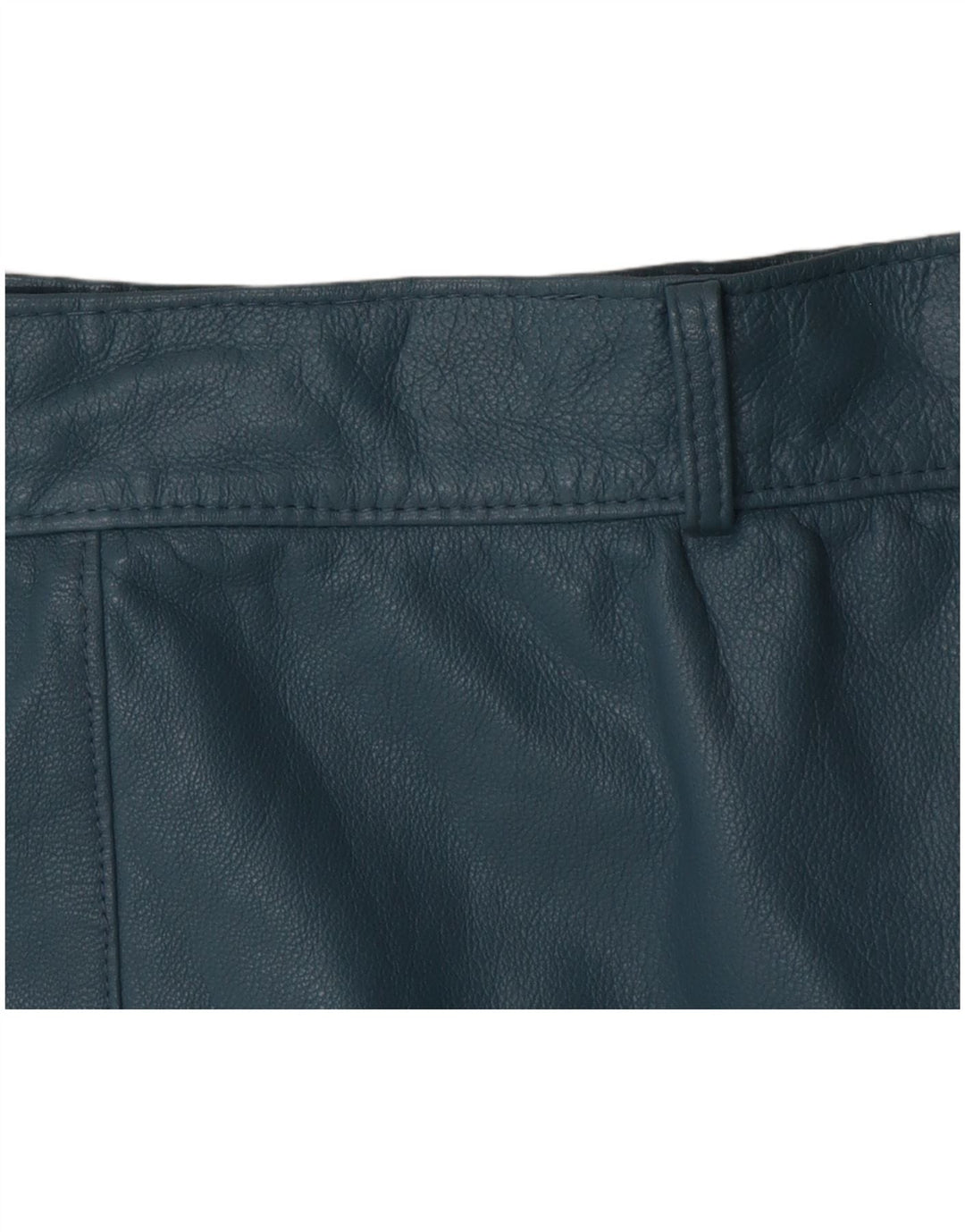 Saia de couro feminina vintage W28 azul médio