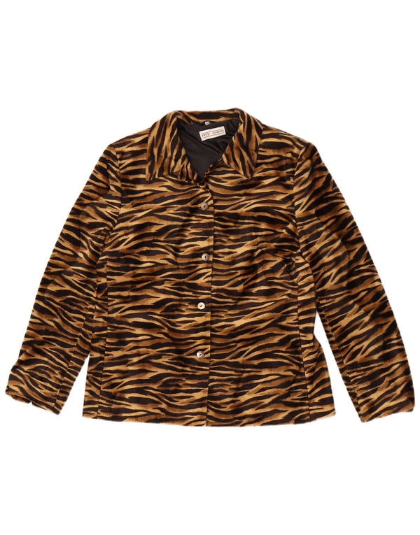 Jaqueta blazer feminina My Own com 4 botões EU 42 grande estampa animal marrom