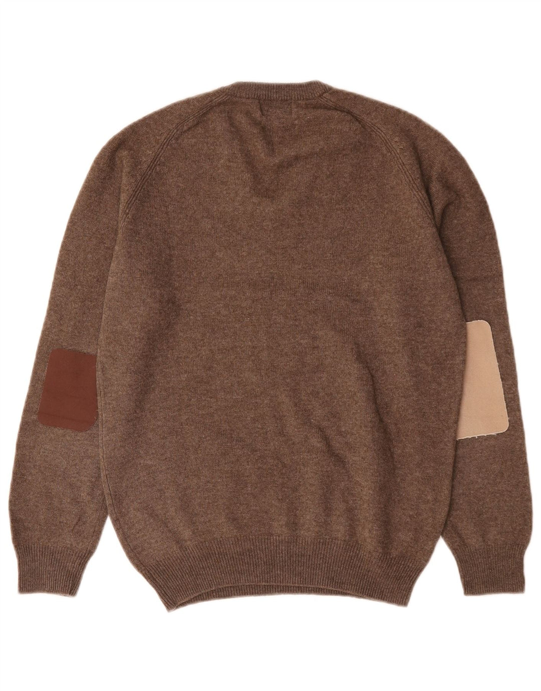 Suéter masculino Marks & Spencer com decote em V, lã de carneiro marrom pequena