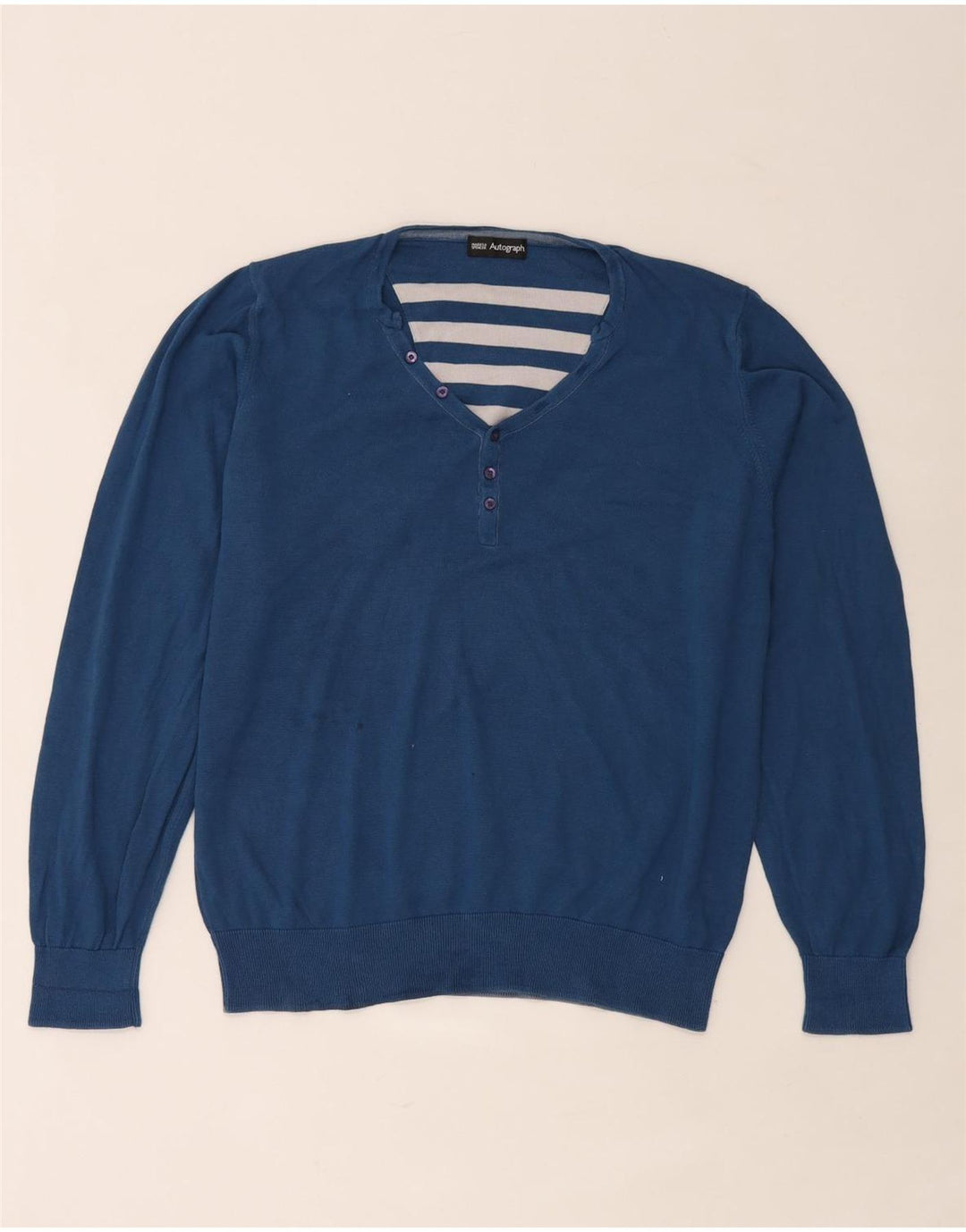 Suéter masculino Marks & Spencer Autograph com decote em V grande azul