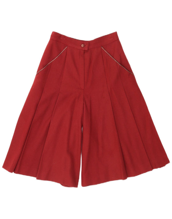 Vintage Womens High Waist Cullotes Shorts IT 40 Small W24 Burgundy Wool