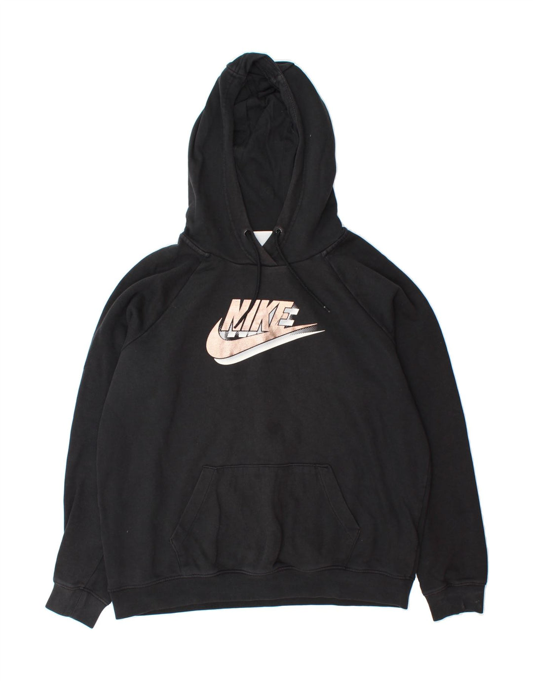 NIKE Womens Oversized Graphic Hoodie Jumper UK 16 Large Black Cotton Vintage Nike and Second-Hand Nike from Messina Hembry 