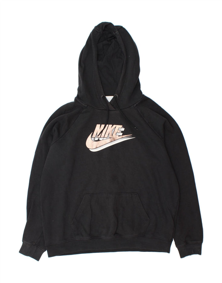 NIKE Womens Oversized Graphic Hoodie Jumper UK 16 Large Black Cotton Vintage Nike and Second-Hand Nike from Messina Hembry 