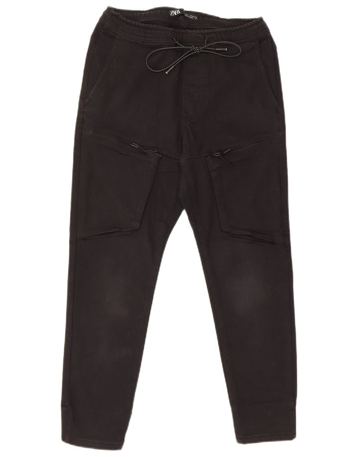 Zara Calça Cargo Feminina UK 8 Pequena Preta