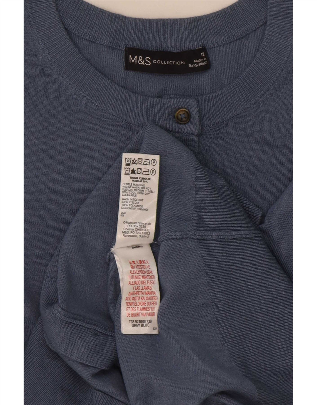 Suéter cardigã feminino Marks & Spencer UK 12 viscose azul médio