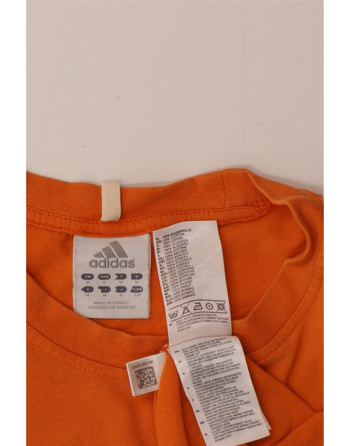 Adidas Mens Camiseta Top Médio Algodão Laranja