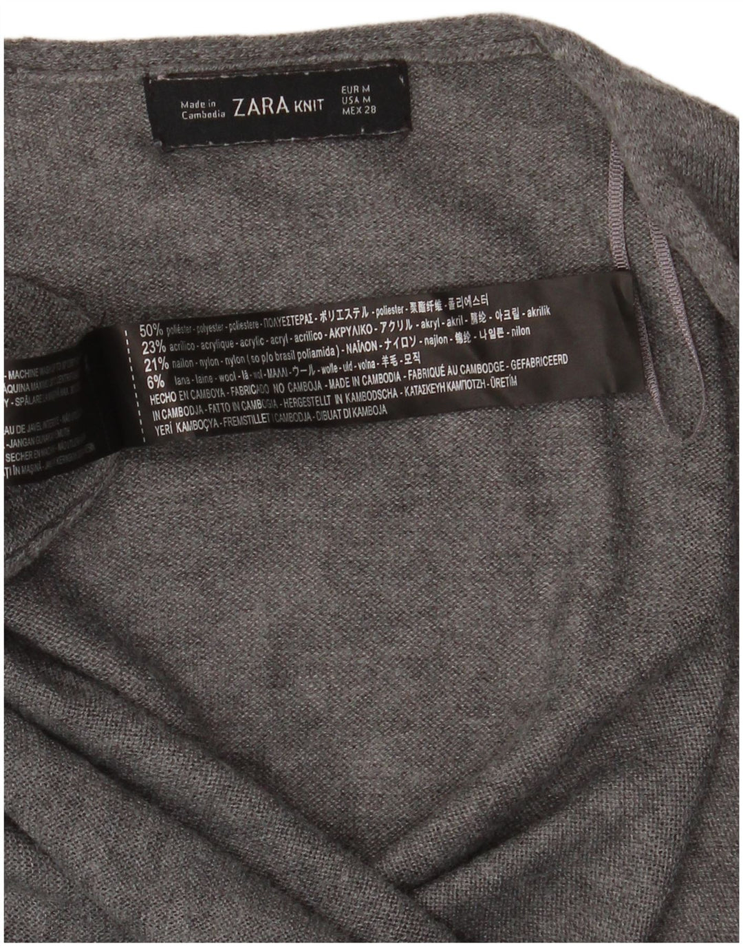 Suéter Zara feminino Longline Open Cardigan UK 14 poliéster cinza médio