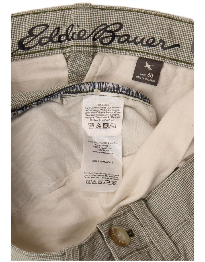 EDDIE BAUER Mens Chino Shorts W30 Médio Cáqui Houndstooth Algodão