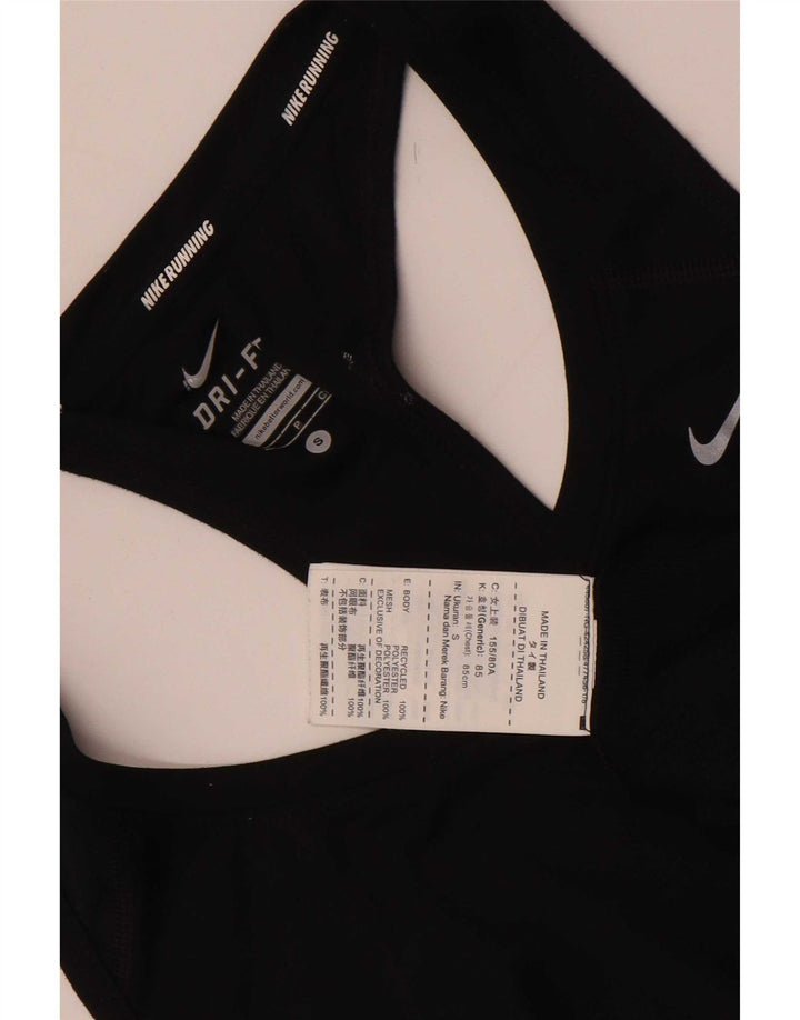 Nike Womens Dri Fit Vest Top UK 8 Pequeno Poliéster Preto