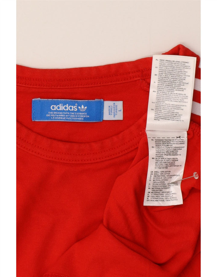 Adidas Mens Camiseta Top Grande Algodão Vermelho