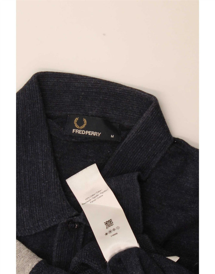 Camisa polo masculina Fred Perry médio azul marinho algodão colorblock