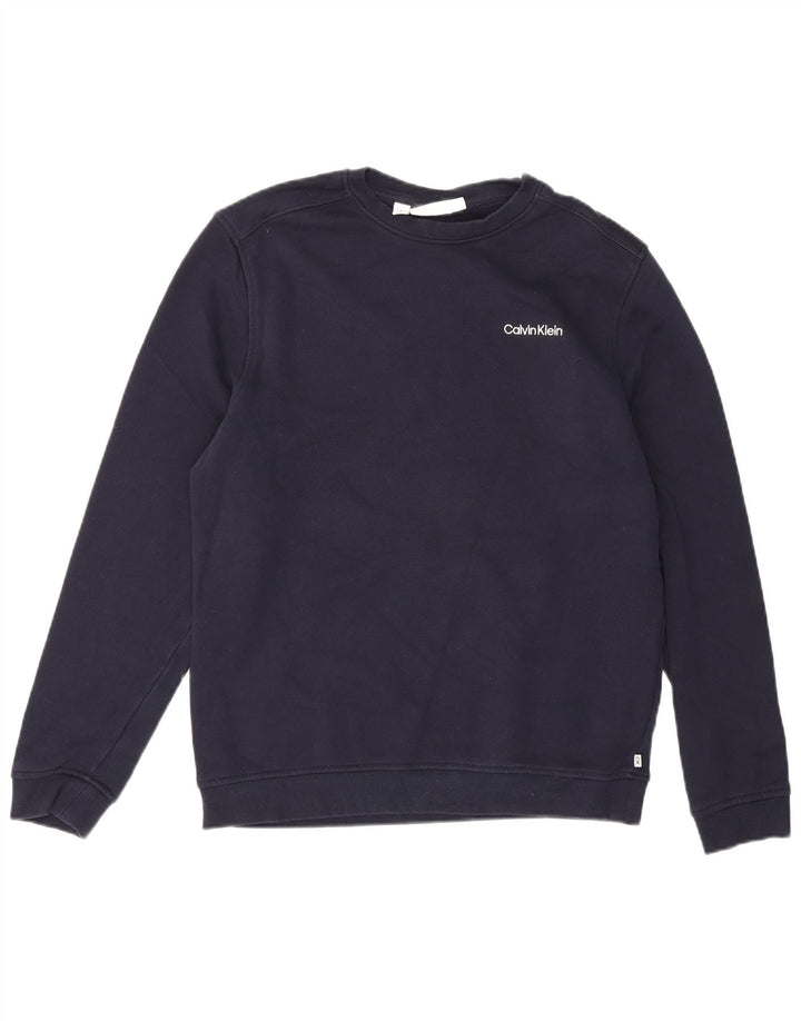 Calvin Klein Mens Golf Moletom Jumper Médio Algodão Azul Marinho