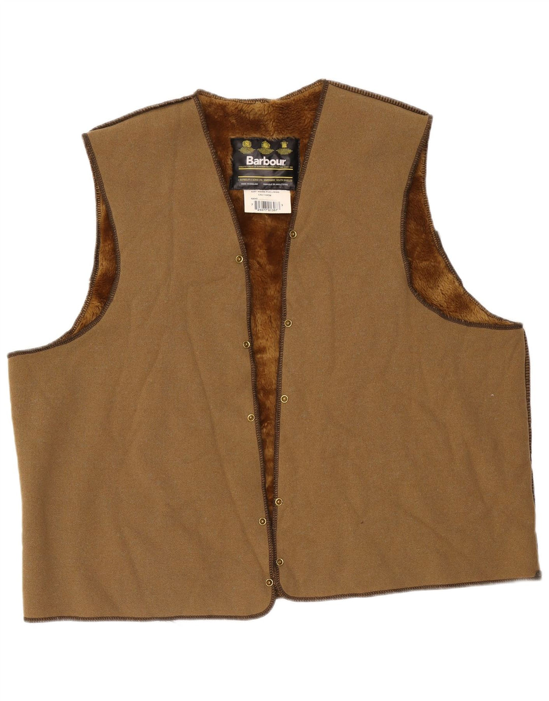 Barbour Mens Sherpa Liner Gilet Tamanho 52 Grande Acrílico Marrom