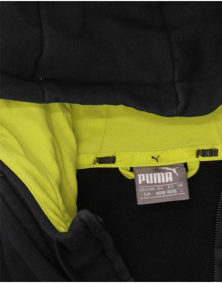 PUMA Mens Graphic Zip Hoodie Sweater Small Navy Blue Cotton Vintage Puma and Second-Hand Puma from Messina Hembry 