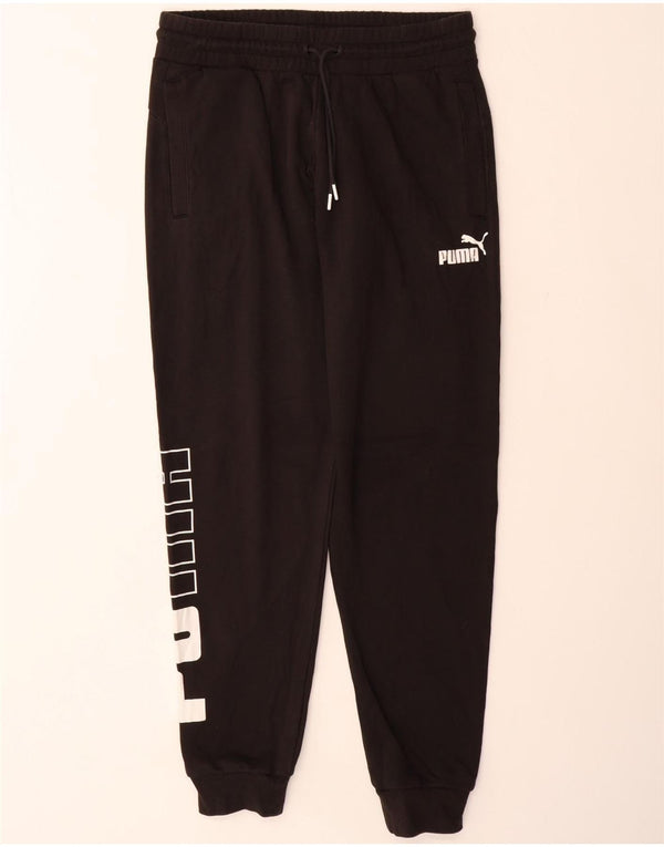 PUMA Mens Graphic Tracksuit Calças Joggers Médio Algodão Preto
