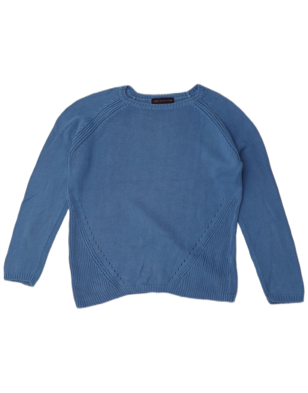 Suéter feminino Marks & Spencer grande com gola canoa Reino Unido 10 pequeno azul