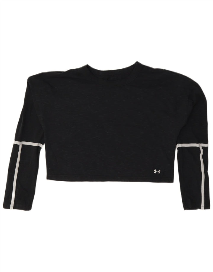 Under Armour Crop Top Feminino Manga Longa Reino Unido 14 Médio Algodão Preto