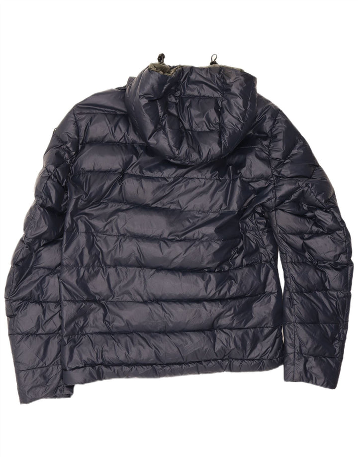 Jaqueta masculina acolchoada com capuz Blauer UK 40 grande poliamida azul marinho