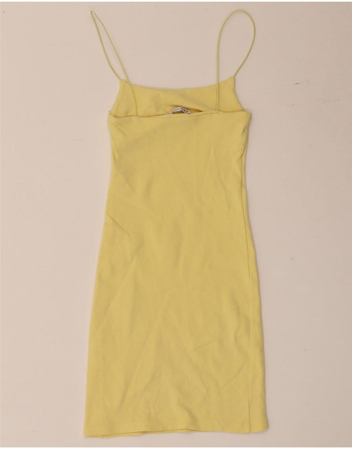 Vestido slip feminino Zara UK 8 pequeno amarelo