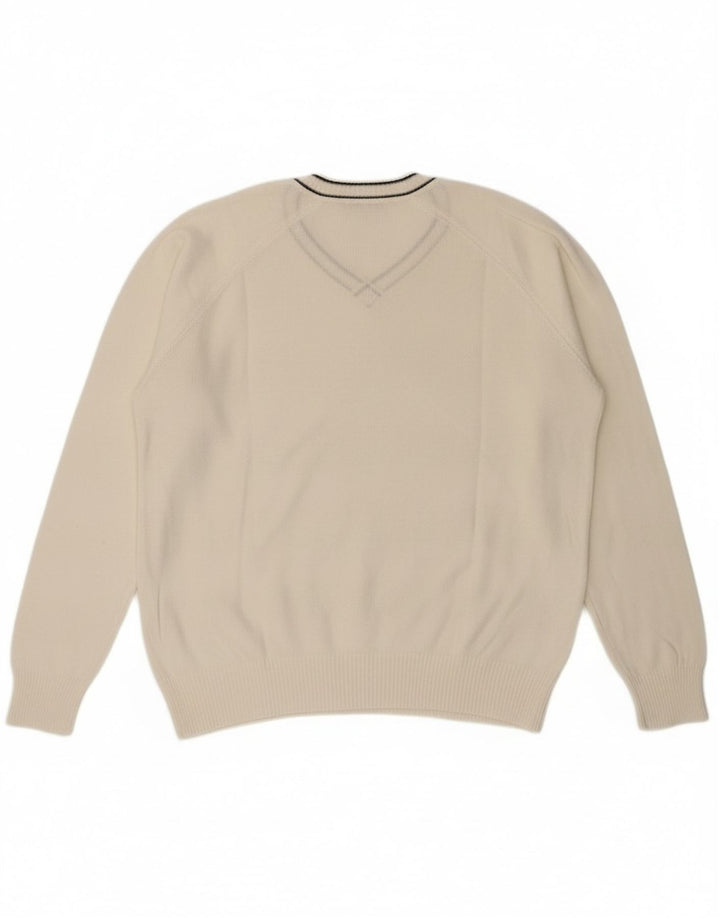 Zara Suéter masculino com decote em V XL branco