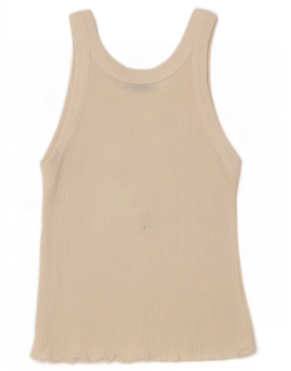 Zara Womens Vest Top UK 8 Pequeno Bege