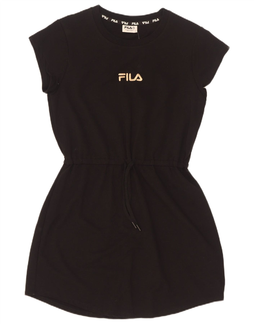 Fila Vestido Feminino Gráfico Básico UK 14 Médio Algodão Preto
