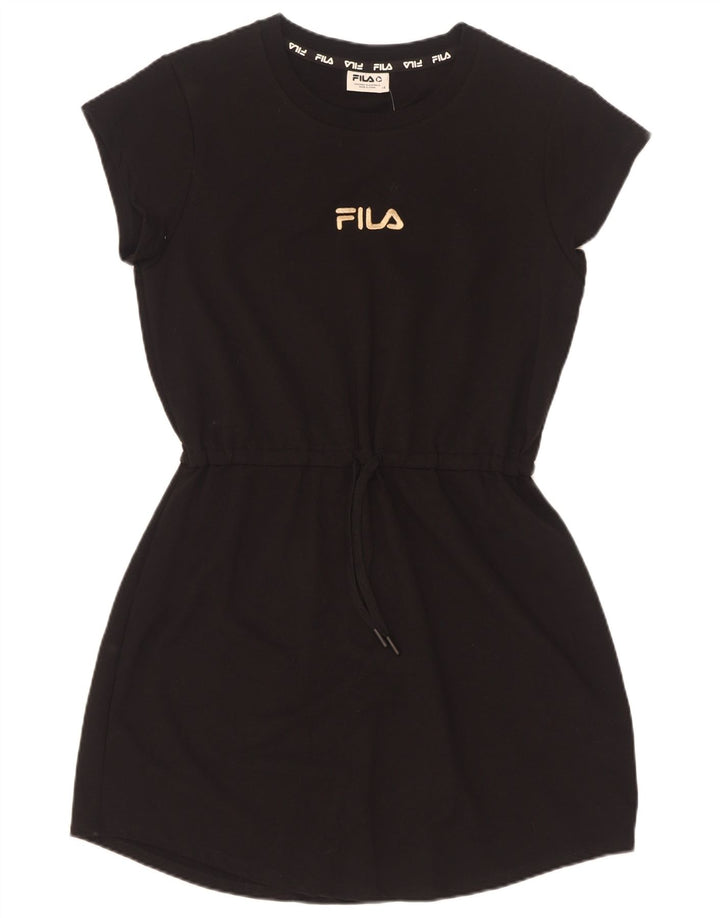 Fila Vestido Feminino Gráfico Básico UK 14 Médio Algodão Preto