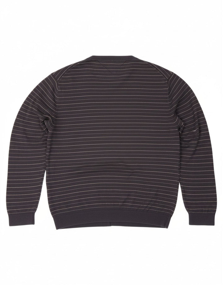 TOMMY HILFIGER Suéter masculino com decote em V 2XL algodão listrado azul marinho