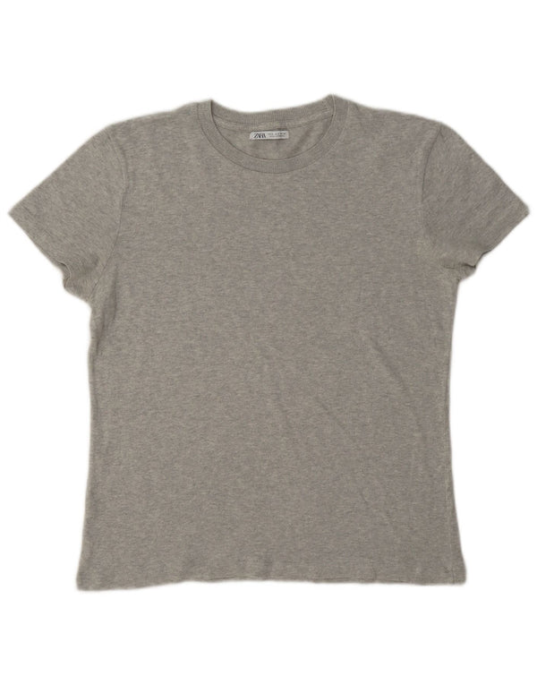 Zara Camiseta Masculina Top Pequeno Cinza