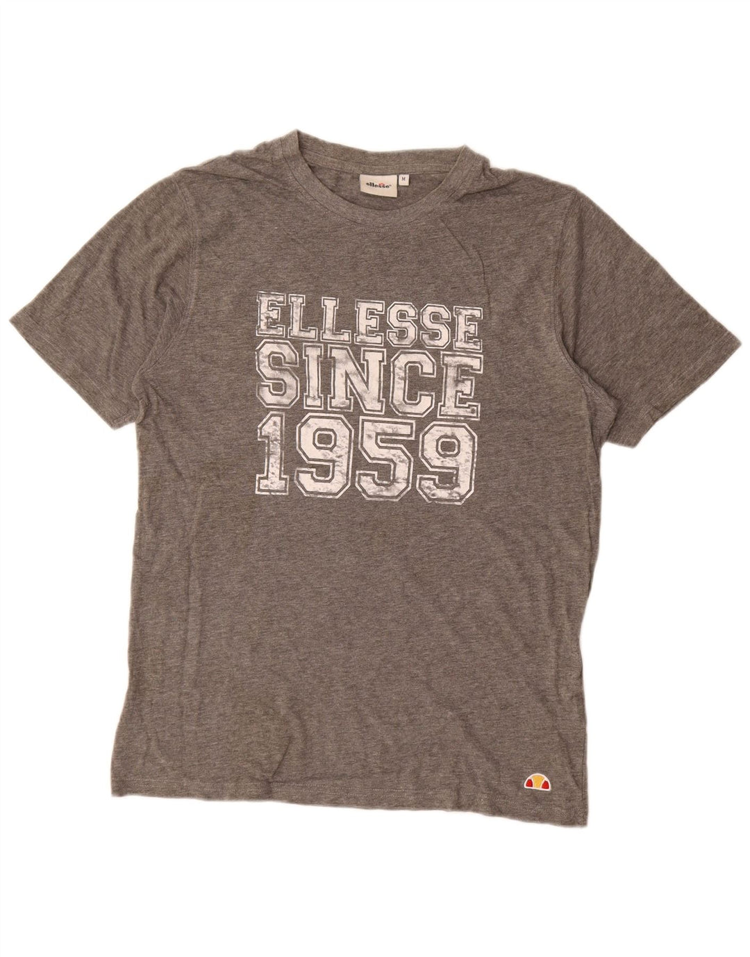 Camiseta masculina Ellesse com estampa gráfica de algodão manchado cinza médio