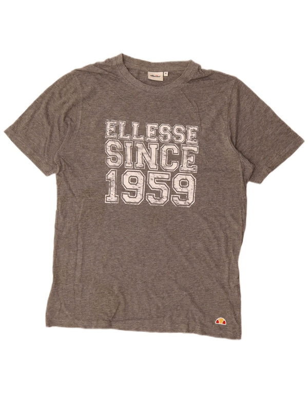 Camiseta masculina Ellesse com estampa gráfica de algodão manchado cinza médio