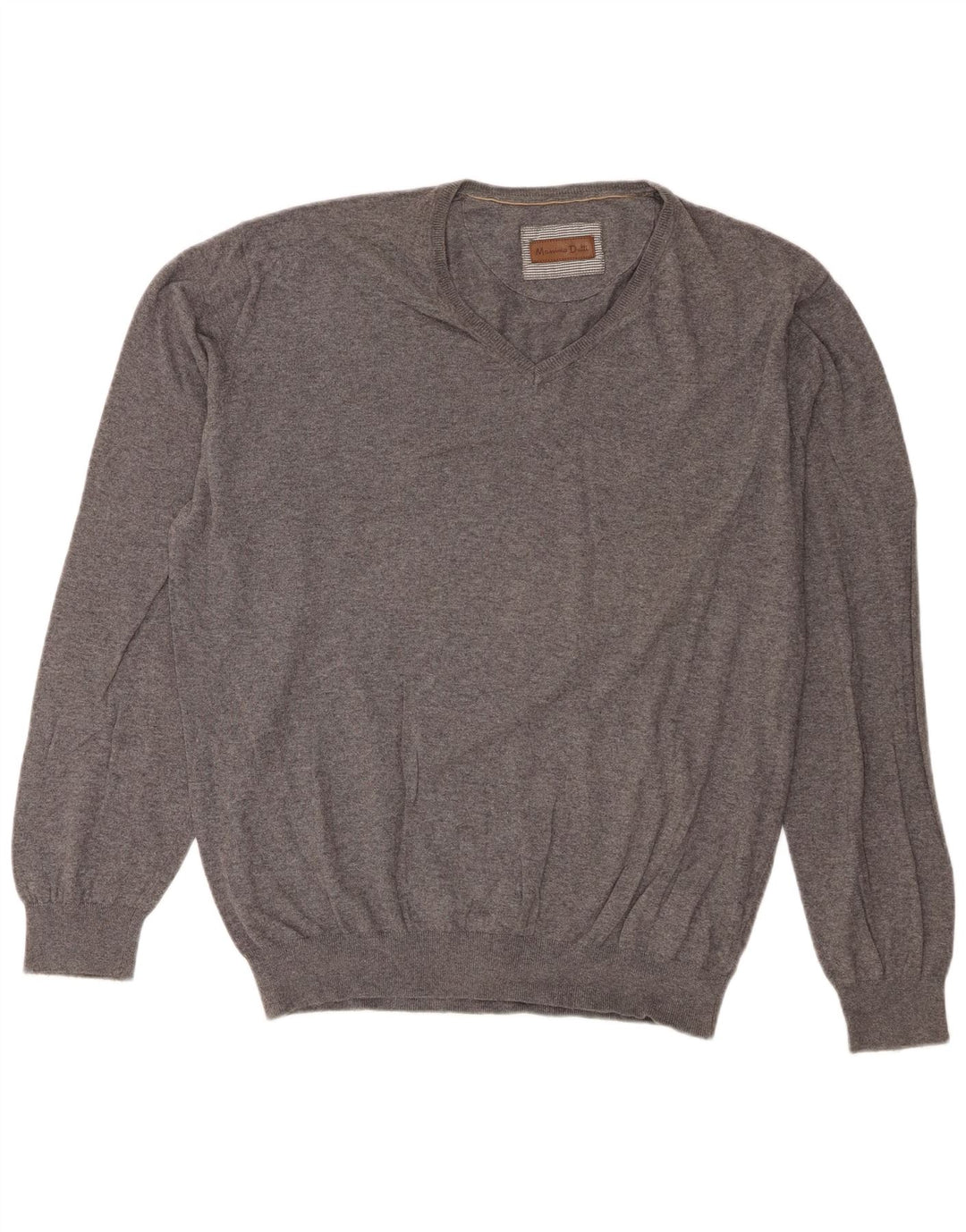 Suéter masculino Massimo Dutti regular fit com decote em V 2XL cinza