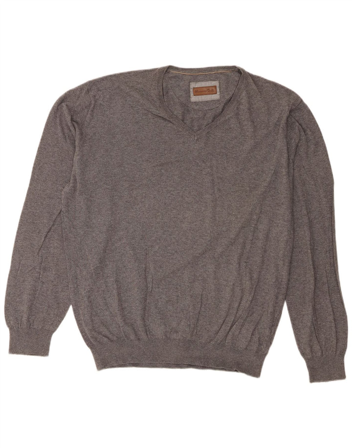 Suéter masculino Massimo Dutti regular fit com decote em V 2XL cinza
