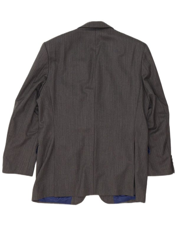 Jaqueta blazer masculina de 2 botões Marks & Spencer Reino Unido 42 lã listrada cinza grande