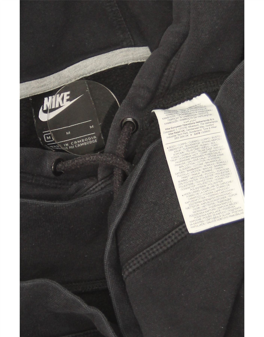 Nike Mens Hoodie Jumper Médio Algodão Preto