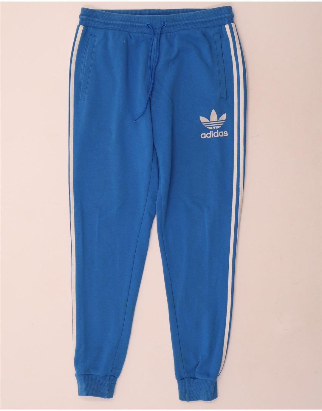 Calça de treino masculina Adidas Joggers grande algodão azul