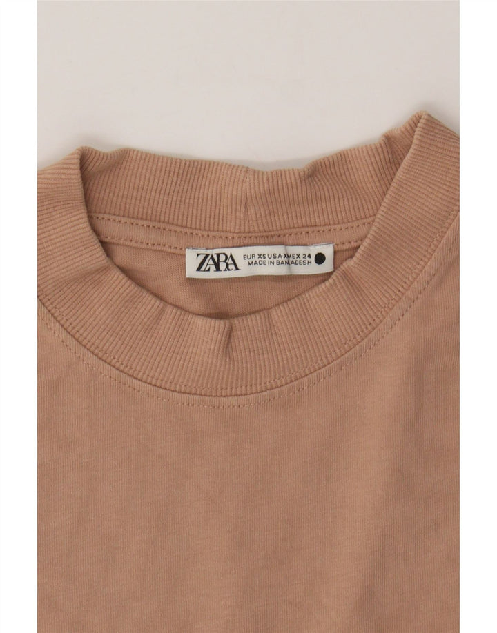 ZARA Womens T-Shirt Top UK 6 XS Brown Vintage Zara and Second-Hand Zara from Messina Hembry 