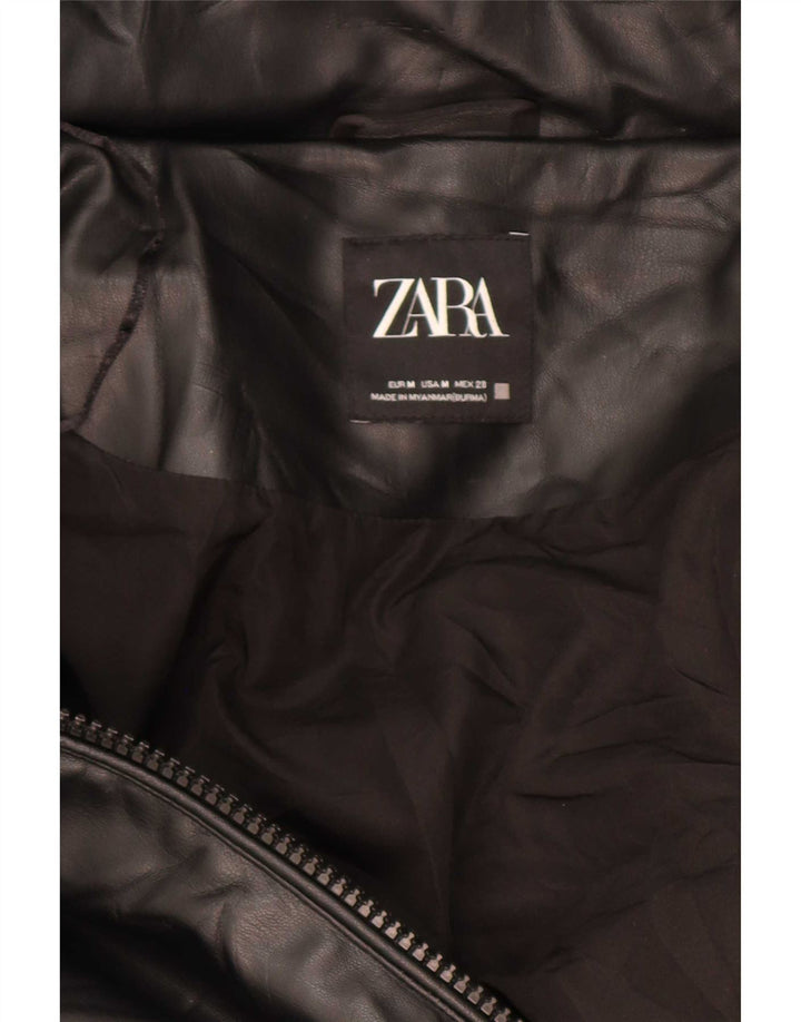 Casaco acolchoado com capuz grande Zara masculino, poliéster preto médio