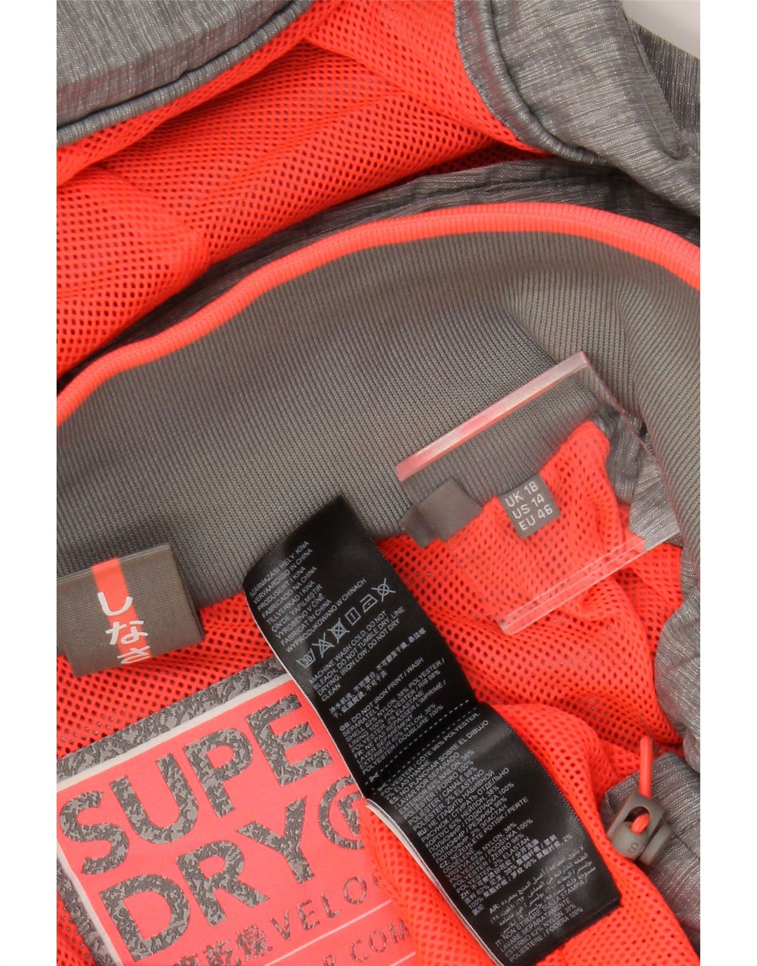 Jaqueta de chuva com capuz feminina Superdry UK 18 XL cinza nylon