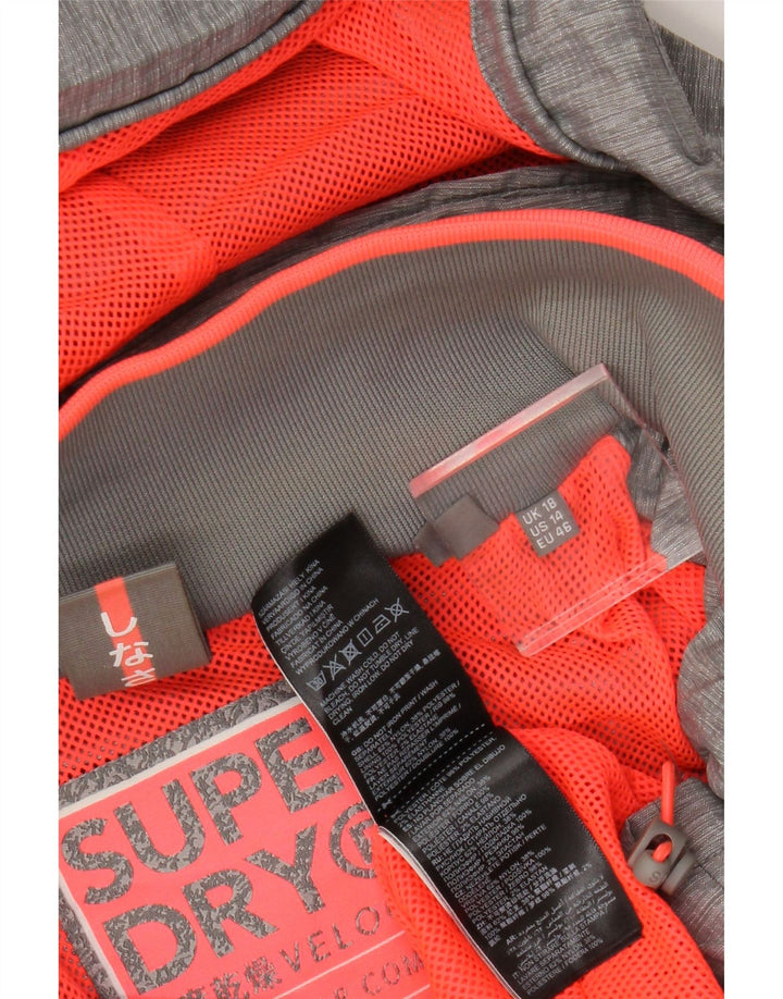 Jaqueta de chuva com capuz feminina Superdry UK 18 XL cinza nylon