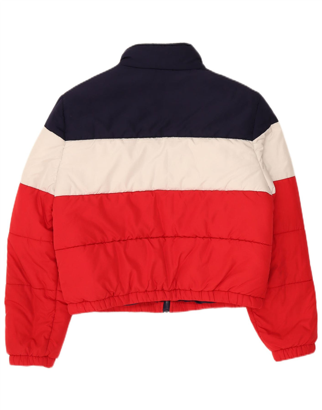 Jaqueta feminina Fila Crop acolchoada UK 16 grande bloco colorido multicolorido