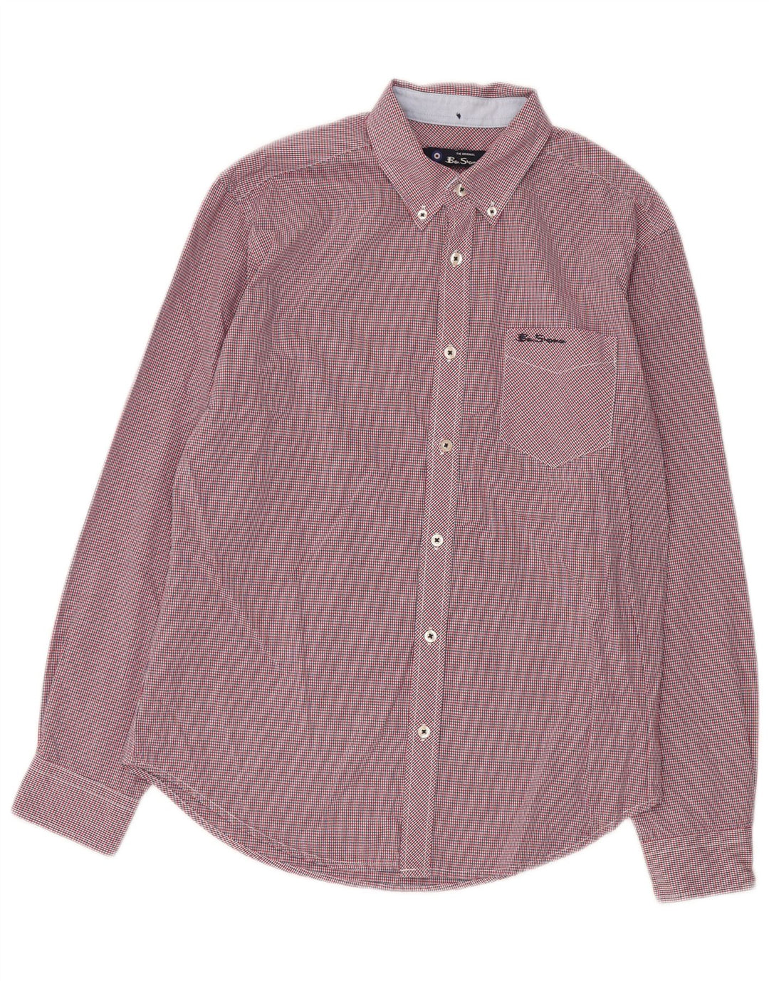 Camisa masculina Ben Sherman de algodão xadrez vermelho médio