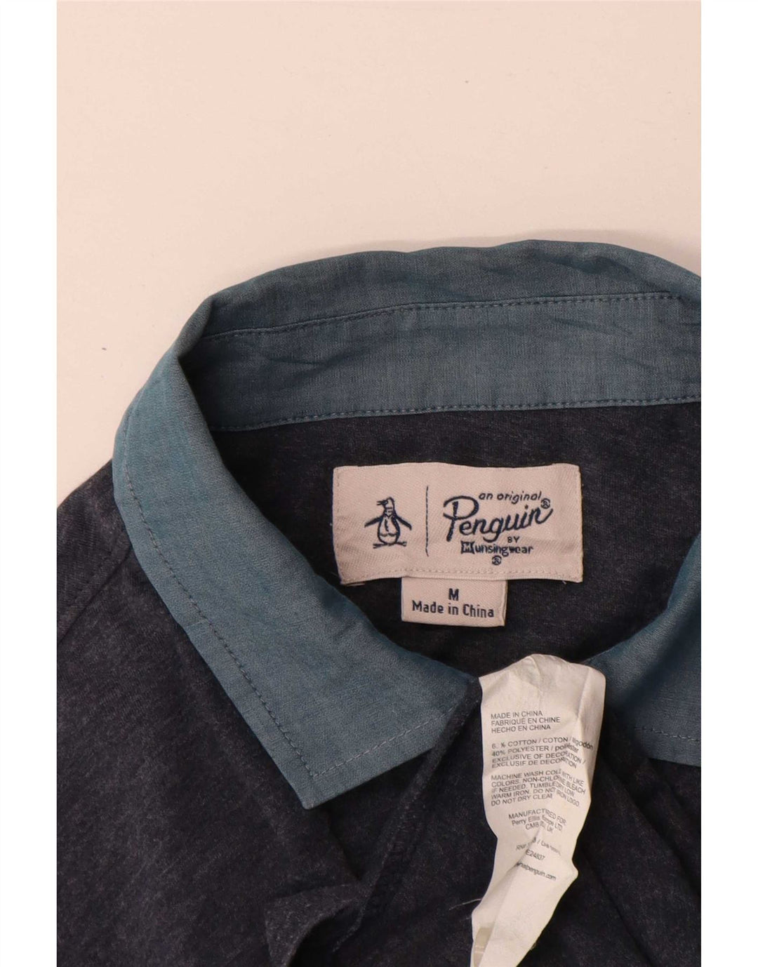 Camisa polo masculina Penguin médio azul marinho algodão colorblock