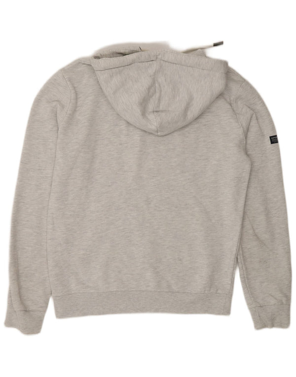 Suéter Superdry masculino com capuz gráfico cinza médio algodão