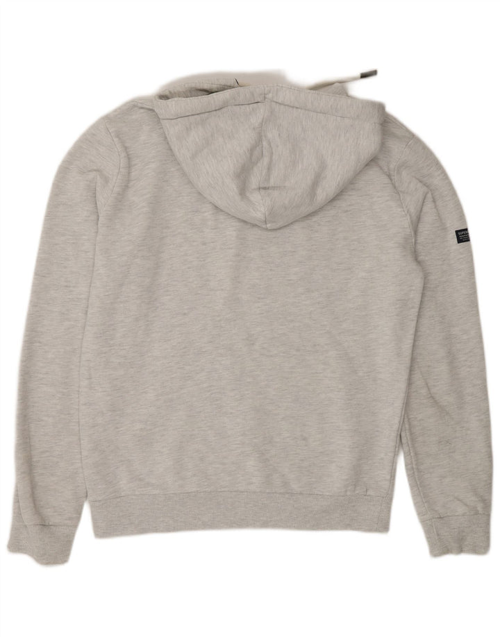 Suéter Superdry masculino com capuz gráfico cinza médio algodão