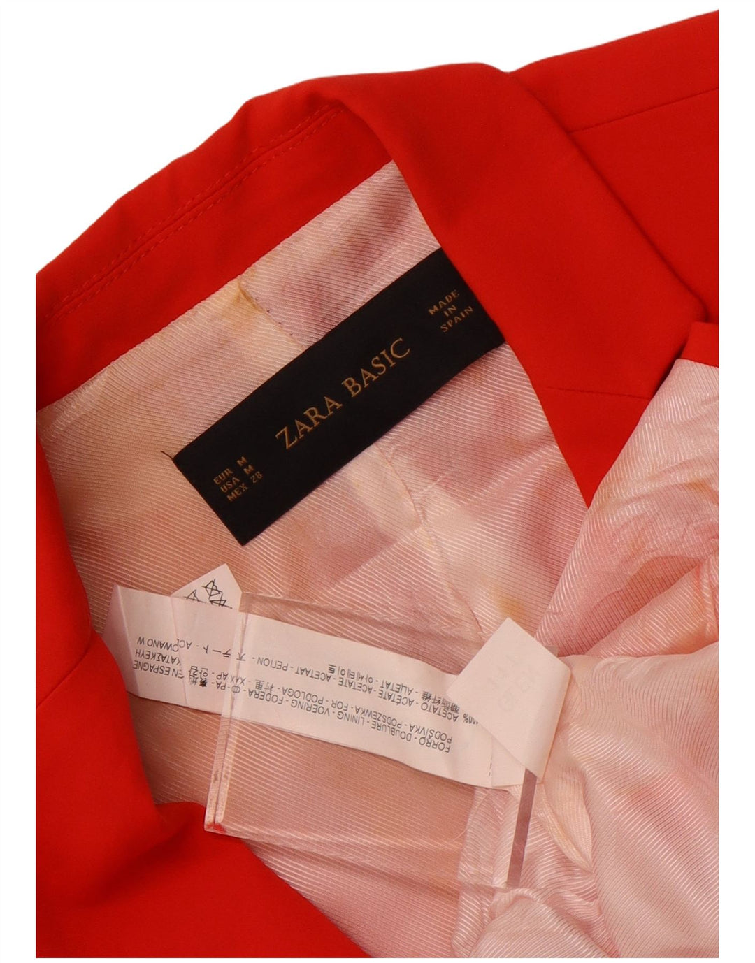 Jaqueta blazer feminina Zara com 1 botão Reino Unido 38 acetato vermelho médio